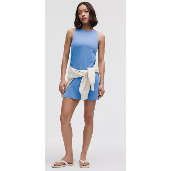 NEW Lululemon Organic Cotton Cinched-Waist Dress Women's Small Blue Sporty - Picture 1 of 9